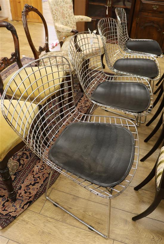 Four Bertoia style chairs